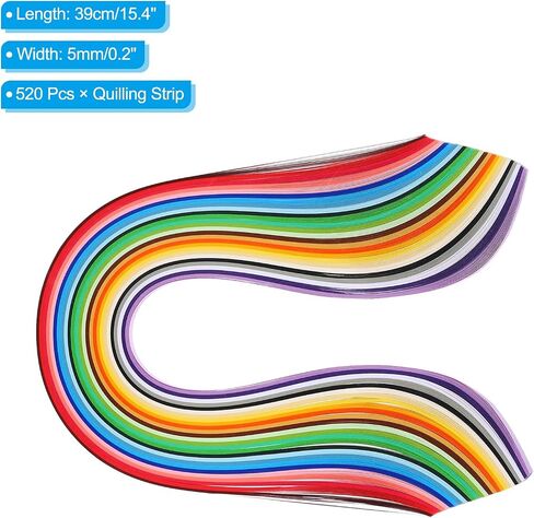 PATIKIL 520pcs Quilling Strips Paper 3/8"(10mm) 39cm Origami Paper Quilling Strip for Art DIY Hand Craft 26 Colors in Saudi Arabia
