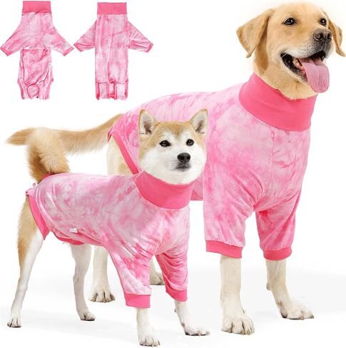 Lukovee Recovery Suit for Dogs - Soft Onesie Dog Surgery Suit for Female Male Dogs, Breathable Dog Surgical Recovery Suit Prevent Licking Spay Recovery Suit Dog E-Collar & Cone Alternative(M,Pink) in Saudi Arabia