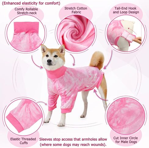 Lukovee Recovery Suit for Dogs - Soft Onesie Dog Surgery Suit for Female Male Dogs, Breathable Dog Surgical Recovery Suit Prevent Licking Spay Recovery Suit Dog E-Collar & Cone Alternative(M,Pink) in Saudi Arabia