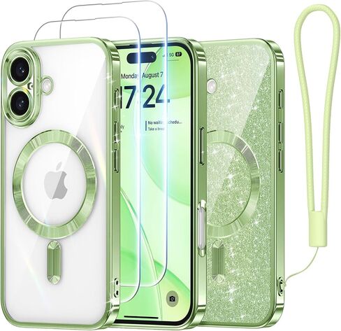 Meifigno Designed for iPhone 17 Pro Case 6.3", [Glitter Card & Wrist Strap] [Compatible with MagSafe] [1HD +1X Privacy Screen Protectors] Surround Raised Lens Protection for 17 Pro Case, Orange in Saudi Arabia