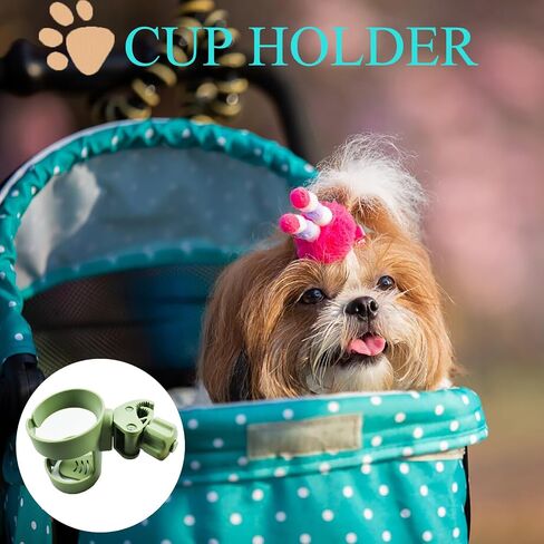 Universal Dog Stroller Cup Holder - Convenient Drink Holder for Small Dog, Puppy, and Cat Strollers - Fits Most Stroller Models - Perfect as a Gift for Pet Owners (Black) in Saudi Arabia