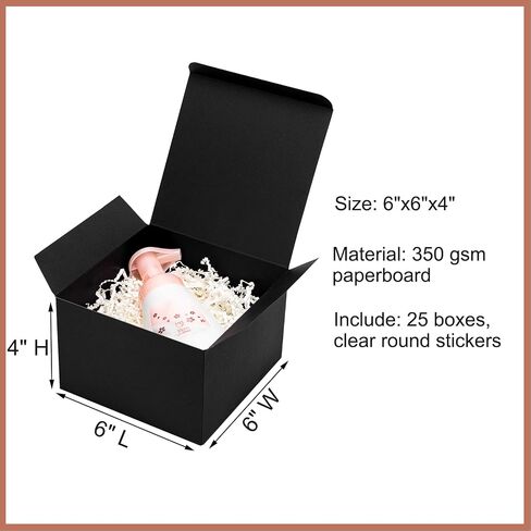 Mcfleet Black Gift Boxes with Lids 6x6x4 Inches 10 Pack Groomsmen Proposal Cardboard Craft Small Gift Box for Christmas, Wedding, Graduation, Holiday, Birthday Presents Packaging in Saudi Arabia