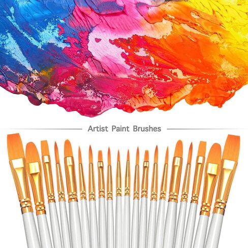 BOSOBO Paint Brushes Set, 6 Pack 60 Pcs Round Pointed Tip Paintbrushes Nylon Hair Artist Acrylic Paint Brushes for Acrylic Oil Watercolor, Face Nail Art, Miniature Detailing & Rock Painting, Pink in Kuwait