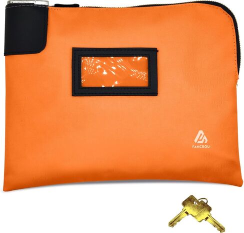Waterproof Cash Bag with lock and 2 Keys, Money bag with Zipper, 11 x 9 Inch, Orange in Saudi Arabia