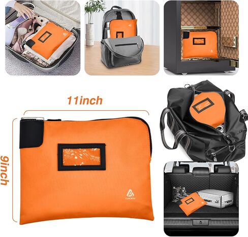 Waterproof Cash Bag with lock and 2 Keys, Money bag with Zipper, 11 x 9 Inch, Orange in Saudi Arabia