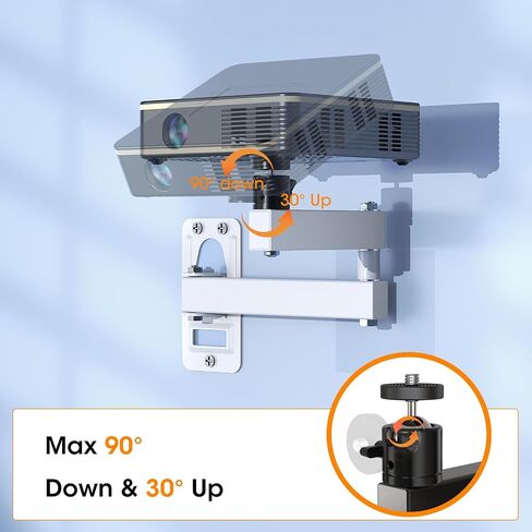 Universal Porjector Mount Foldable Projector Wall Mount 1/4" Screw, Adjustable Tilt&Swivel Hanging Projector Bracket Holder Wall Mount Hanger Rack Stand for Projector with Cable Ties in Kuwait