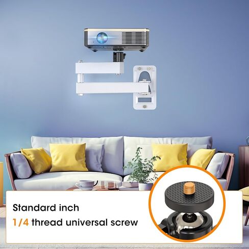 Universal Porjector Mount Foldable Projector Wall Mount 1/4" Screw, Adjustable Tilt&Swivel Hanging Projector Bracket Holder Wall Mount Hanger Rack Stand for Projector with Cable Ties in Kuwait