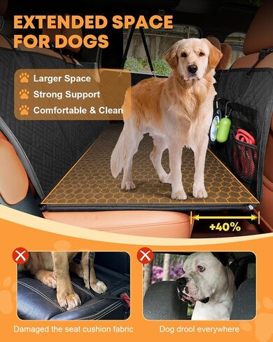Kohree Dog Car Seat Cover for Small Dogs, Hard Bottom Dog Car Seat Cover for Back Seat with Upgraded PVC Pipe, Waterproof 600D Car Hammock for Dogs Pet Back Seat Extender for Cars SUV Truck-S in Saudi Arabia