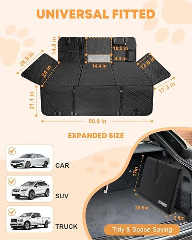 Kohree Dog Car Seat Cover for Small Dogs, Hard Bottom Dog Car Seat Cover for Back Seat with Upgraded PVC Pipe, Waterproof 600D Car Hammock for Dogs Pet Back Seat Extender for Cars SUV Truck-S in Saudi Arabia