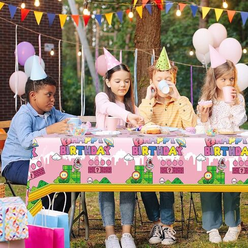 2Pcs Super Brothers Adventure Party Tablecloths 108 x 54 inches Video Game Plastic Table Cloth Fits for Mario Theme Boy Birthday Party Decoration Disposable Tablecovers Decor Supplies in Kuwait