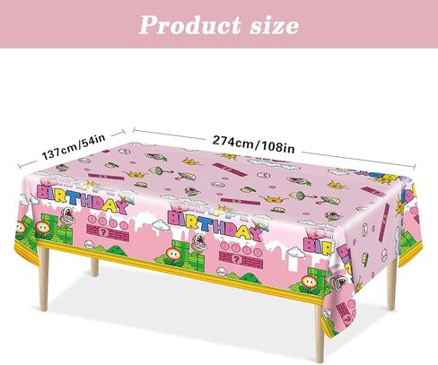 2Pcs Super Brothers Adventure Party Tablecloths 108 x 54 inches Video Game Plastic Table Cloth Fits for Mario Theme Boy Birthday Party Decoration Disposable Tablecovers Decor Supplies in Kuwait