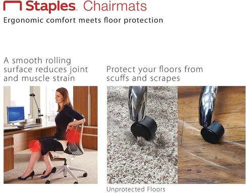 Staples 1174251 36-Inch X 48-Inch Hard Floor Chair Mat Black (26990) in Saudi Arabia