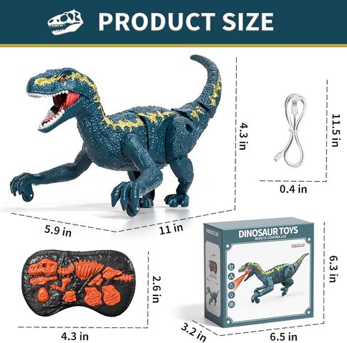 ألعاب الديناصورات عن بُعد للأطفال الأولاد 3-5 5-7 ، ألعاب Demoator Demoulated Demoulator Velociraptor للأطفال مع الأولاد مع الضوء والأصوات ، هدايا ألعاب الديناصورات لمدة 3 4 5 6 7 7 8 سنوات أولاد in Kuwait
