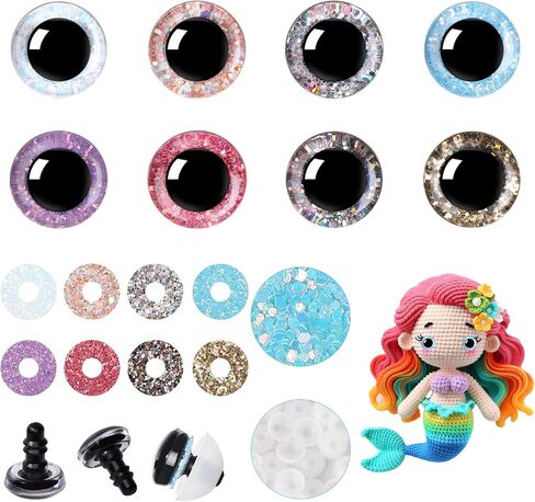 MUCUNNIA 120pcs 16mm عيون السلامة لحياكة حورية البحر أميجورومي عيون لحيوانات الكروشيه عيون دمية الكروشيه الحرفية مع غسالات عيون الحيوانات المحشوة DIY من دمية الدب الحيوان زينة الهالوين in Saudi Arabia