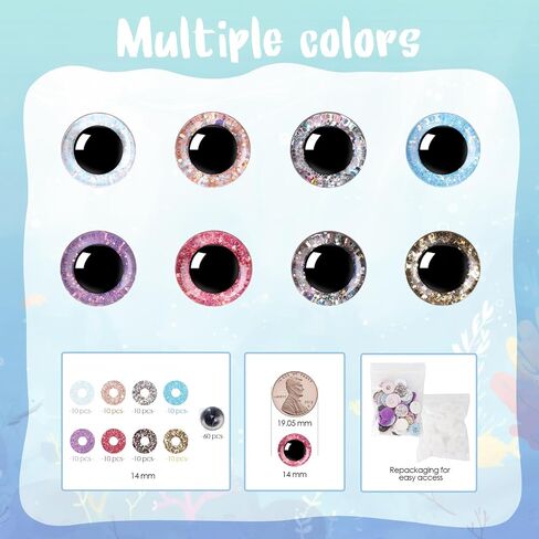 MUCUNNIA 120pcs 16mm عيون السلامة لحياكة حورية البحر أميجورومي عيون لحيوانات الكروشيه عيون دمية الكروشيه الحرفية مع غسالات عيون الحيوانات المحشوة DIY من دمية الدب الحيوان زينة الهالوين in Saudi Arabia
