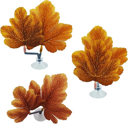 Fish Leaf Pad Betta Leaf Hammocks with Suction Cup 3pcs Fish Tank Accessories Aquarium Decor Plastic Plants Natural Habitat Spawning Breeding Resting Bed Multi Leaf Design (Yellow) in Saudi Arabia