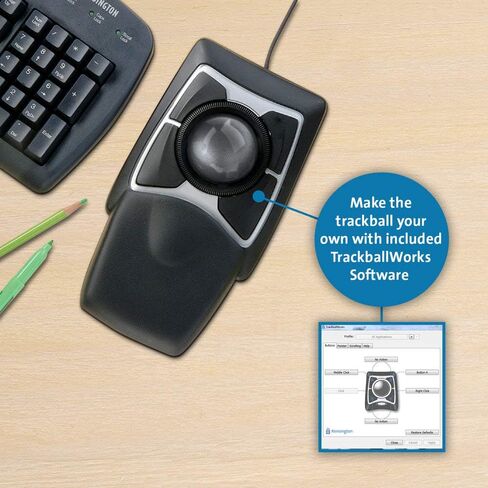 Kensington Expert Wireless Trackball Mouse (K72359WW) Black ، 3.5 "× 6.1" × 8 "و Morbit Wireless Brackball Mouse مع خاتم التمرير اللمس (K72352us) ، Black in Kuwait
