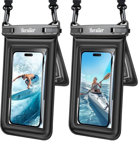 Floating Waterproof Phone Pouch - 2 Pack IPX8 Waterproof Phone Bag with Double Space, Waterproof Phone Case with Lanyard for iPhone 16 15 14 13 Pro Max Galaxy S24+ S23, Beach Cruise Ship Essentials in Kuwait