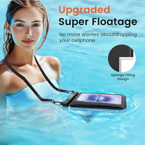 Floating Waterproof Phone Pouch - 2 Pack IPX8 Waterproof Phone Bag with Double Space, Waterproof Phone Case with Lanyard for iPhone 16 15 14 13 Pro Max Galaxy S24+ S23, Beach Cruise Ship Essentials in Kuwait