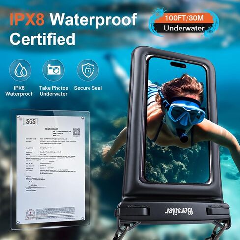 Floating Waterproof Phone Pouch - 2 Pack IPX8 Waterproof Phone Bag with Double Space, Waterproof Phone Case with Lanyard for iPhone 16 15 14 13 Pro Max Galaxy S24+ S23, Beach Cruise Ship Essentials in Kuwait