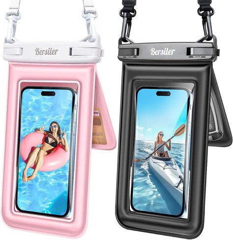 Floating Waterproof Phone Pouch - 2 Pack IPX8 Waterproof Phone Bag with Double Space, Waterproof Phone Case with Lanyard for iPhone 16 15 14 13 Pro Max Galaxy S24+ S23, Beach Cruise Ship Essentials in Kuwait