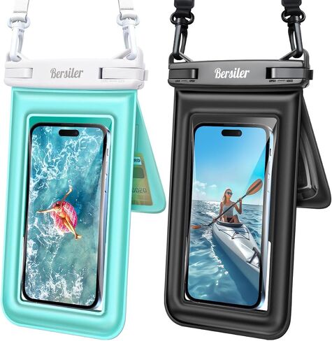 Floating Waterproof Phone Pouch - 2 Pack IPX8 Waterproof Phone Bag with Double Space, Waterproof Phone Case with Lanyard for iPhone 16 15 14 13 Pro Max Galaxy S24+ S23, Beach Cruise Ship Essentials in Kuwait