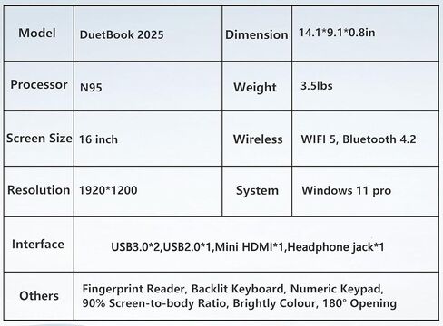 16 Inch Laptop Computer | Gaming Laptop | 16GB RAM 1TB SSD | 12th Gen N100 Processor | FHD 1920 * 1200 Display | 180 Angle Opening | Backlit Keyboard | Windows 11 Pro | Fingerprint Unlock in Saudi Arabia