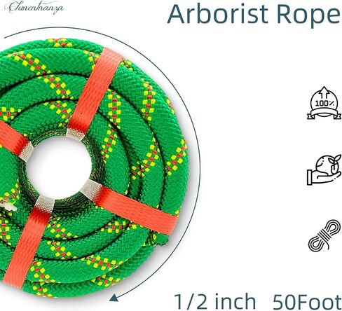 البوليستر arborist تزوير تسلق الحبل الأخضر - 1/2 بوصة قطر 50 قدم - حبل تسلق الأشجار الثقيلة للمرورات للأشجار in Kuwait