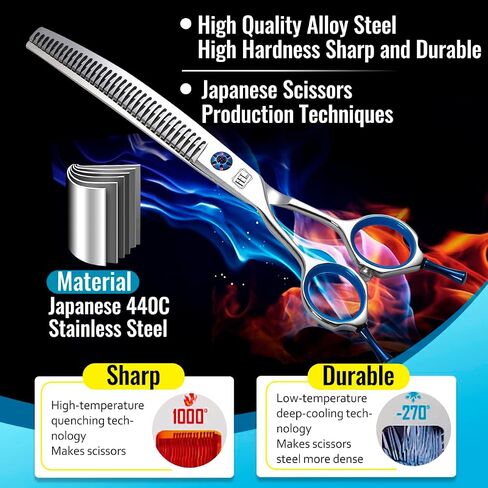 Dog Grooming Scissors: Left Handed 7 inch Pet Shears Made Of Japanese 440C Advanced Stainless Steel Professional Grooming Scissors for Dogs Cats and Other Pets in Saudi Arabia