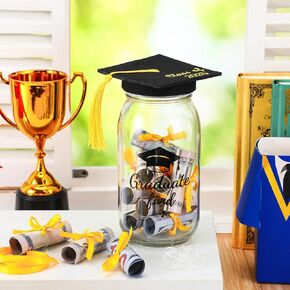Honeydak Graduation Money Holder Gifts Graduate Fund Mason Jar Graduate Cash Jar and Grad Cap Kit Class of 2025 Graduate Money Jar Graduation Centerpieces Decor for Grad Party Favor Supplies(Stylish)