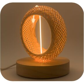 USB Night Light Desk Lamp Boho Table Lamp Small Lamp Bamboo Lamp Bohemian Lamp Wooden Lamp Table Light Boho Light Countertop Lamp Warm Lamp for Bedroom Lamps Bedside Room Decor