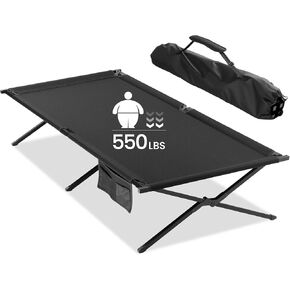 Extra Wide Camping Cot for Adults Oversized Sleeping Cots XXL Folding Bed with Carry Bag Portable Cot for Outdoor,Support to 550 lbs,Black
