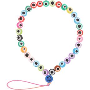 Homoyoyo Evil Eye Beaded Phone Strap Boho Phone Charm Anti-lost Phone Wrist Chain Strap Turkish Evil Eye Beaded Lanyard for