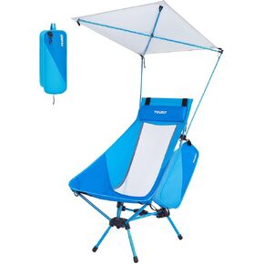 TOURIT Portable Folding Camping Backpack Chair with Head Support, High Back Stable Compact Outdoor Chair for Beach Picnic Travel Hiking, Supports 380 Lbs, Black