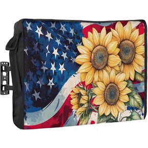 Outdoor TV Cover 50 Inch Waterproof Weatherproof Rustic Wood US Flag Outdoor TV Enclosure, TV Screen Protector for Outside LED,LCD,OLED Flat Screen TVs, American Black White Red