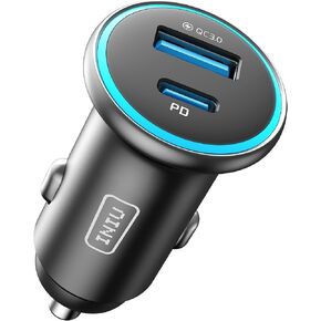INIU USB C Car Charger, 66W USB-C & USB-A Fast Charging Cigarette Lighter Adapter, Car Power Adapter PD QC3.0 Mini Car Phone Charger, for iPhone 16 15 14 Pro Max Samsung Galaxy S25 S24 S23, iPad Pro