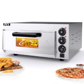 PYY Countertop Pizza Oven Electric Indoor Pizza Ovens Pizza Cooker 1800W Commercial Pizza Oven with Timer and Pizza Stone Silver
