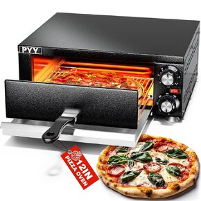 PYY Electric Pizza Oven -12 Inch Indoor Countertop Pizza Oven Pizza Maker Machine for Home with Timer Stainless Steel