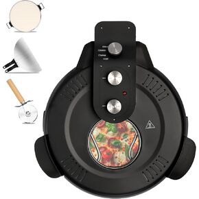 16" Countertop Pizza Oven Indoor Electric Home Pizza Oven, Large Pizza Maker with Viewing Window, Pizza Stone (Black, 16 inch)