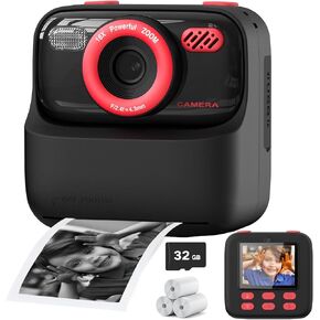 Upgrade Kids Camera Instant Print for Boys and Girls, 1080P HD Dual-Lens Selfie Digital Camera with Print Paper & 32G Card, Christmas Birthday Gifts Toys for Toddler and Teenagers Age 3-16 Years Old
