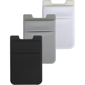حامل بطاقة الهاتف مسدود Lycra Wallet Pocket Case Card ID CASE CASE Sleeve Defricher متوافق مع هواتف iPhone Samsung Galaxy Android الذكية (Black White Gray)