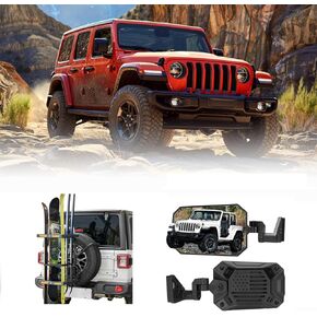 Spare Tire Ski Snowboard Rack with Security Lock Folding & JOYTUTUS Mirrors Doors Off Compatible with Wrangler JL Gladiator JT