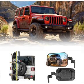 Spare Tire Ski Snowboard Rack with Security Lock & Wrangler Mirrors Doors Off Compatible with Wrangler TJ JK & Unlimited