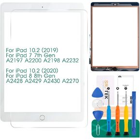 for iPad 7 7th Gen Touch Screen for iPad 8 8th Gen Screen Replacement for iPad 10.2 2019 Digitizer A2197 A2200 A2198 A2232 10.2 2020 A2428 A2429 A2270 A2430 (with Home Button) (White)