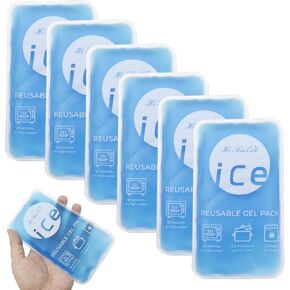 Ice Packs for Coolers, Ice Pack for Lunch Boxes Cold Packs Lunch Bag- Keeps Food Cold – Cool Print Bag Designs - Great for Kids or Adults Lunchbox and Cooler (Blue (6 Pack), 6×3.5inch)