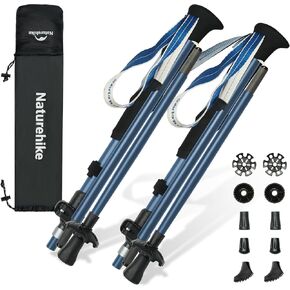 Naturehike Collapsible Hiking & Trekking Poles, 2 PC Adjustable Lightweight Aircraft Aluminum Trekking Poles