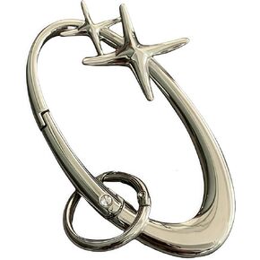 Starlight Y2K Metal Heavy Carabiner Belt Belt Loop Belt ، Star Silver Carabiner Keychain ، Matte Chrome Karibiner ، Gift Her