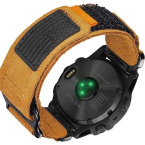 Soft Suede Leather Watch Band, 20mm Military Strap Compatible with Garmin Fenix 8 43mm /7S/7S Pro/6S/6S Pro/6S Sapphire/5S/5S Plus/5S Sapphire, Instinct 2S, Descent MK1S/2S, D2 Delta S, Approach S70-42mm