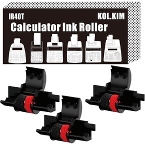 IR40T Adding Machine tape Calculator Tape Ribbon Red/Black Compatible for Canon P23-DHV Ink Cartridge for Sharp EL-1801V EL-1750V Ink Roller Replacement for CATIGA CP-90A 11204 CP13 MP-12D PR42 IR-40T