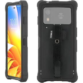 Rugged Case for Zebra RFID EM45 Enterprise Mobile with Handstrap, Shockproof Military Grade Drop Protection Cover, Handheld Barcode Scanner Shell Made with Recycled Materials Black